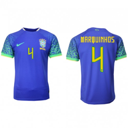 Brasilien Marquinhos #4 Bortatröja VM 2022 Kortärmad